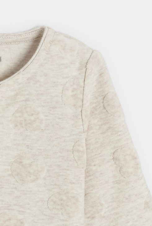 Dors-bien velours jacquard beige bébé fille