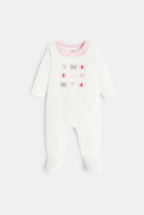 Dors-bien velours papillons blanc bébé fille 1