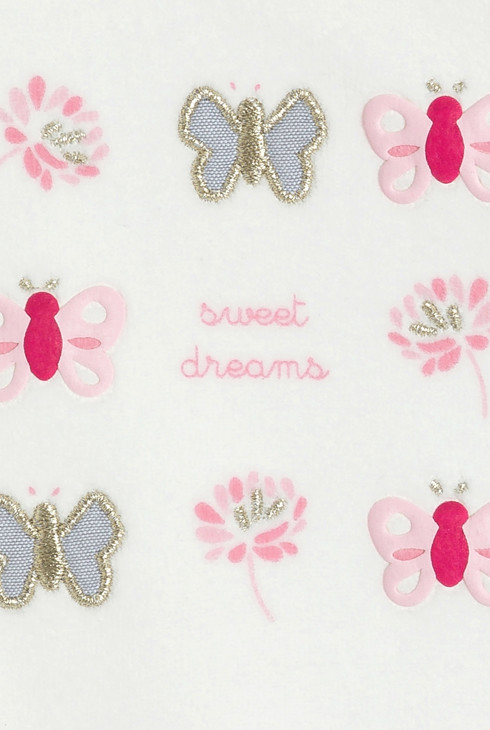 Weißer Strampler aus Samt mit Schmetterlingen für kleine Mädchen 2