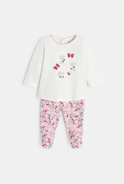 Pyjama fleurs et papillon rose bébé fille