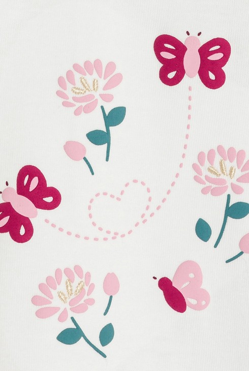 Ružičasta pidžama s motivima cvijeća i leptira  za djevojčice 2