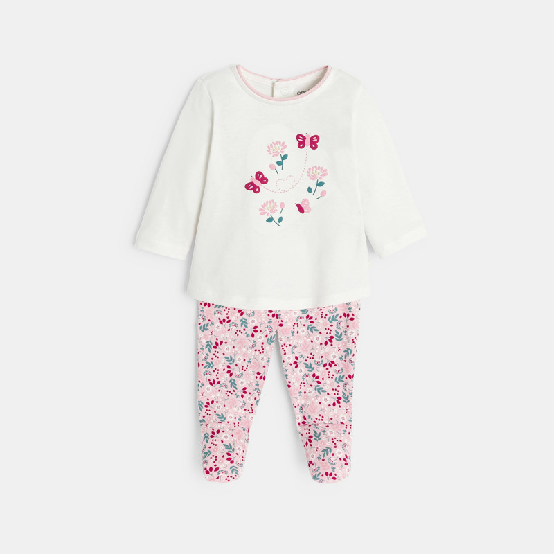 Pyjama Blumen und Schmetterling rosa Kleinkind Mädchen