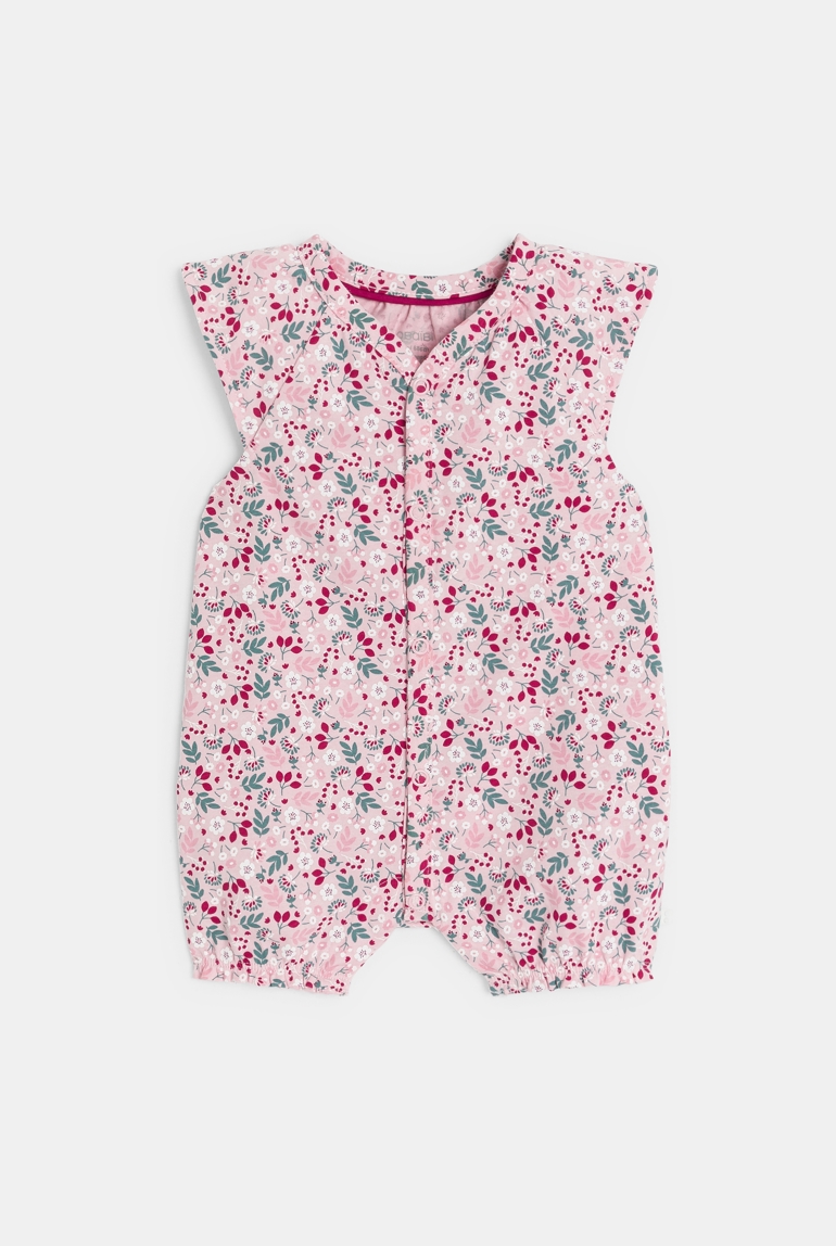 Combi courte jersey fleuri rose bébé fille 1