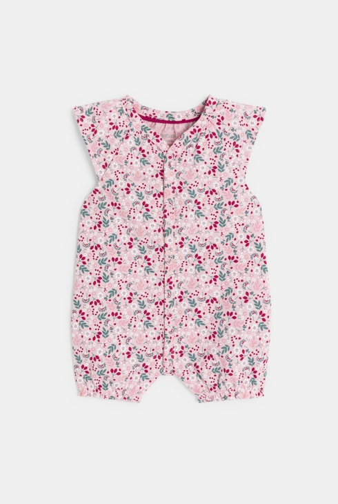 Combi courte jersey fleuri rose bébé fille 1
