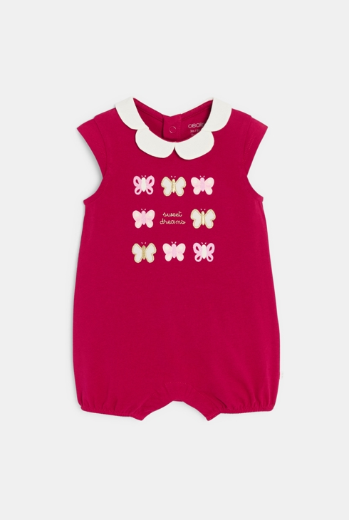 Combi courte papillons rose bébé fille 1
