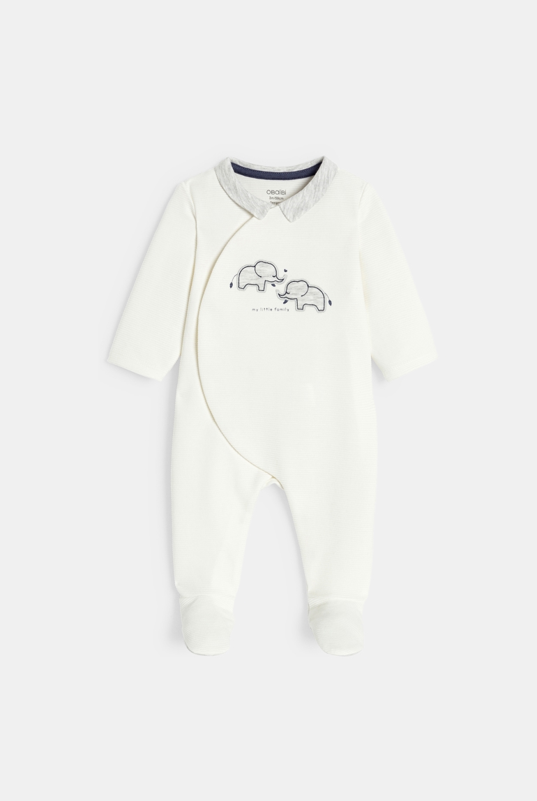 Dors-bien velours côtelé élephant blanc bébé garçon 1