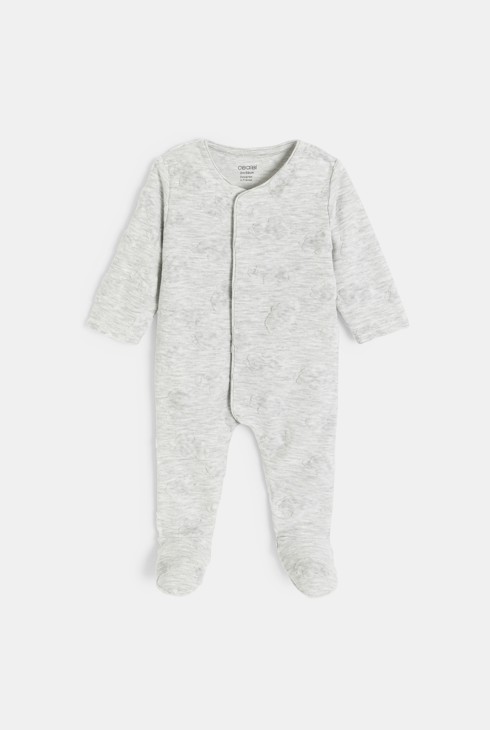 Dors-bien velours jacquard gris bébé garçon