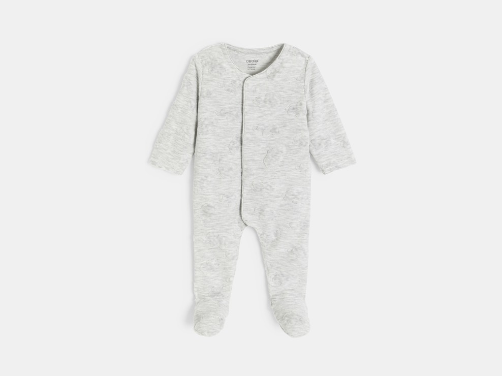 Dors-bien velours jacquard gris bébé garçon 1