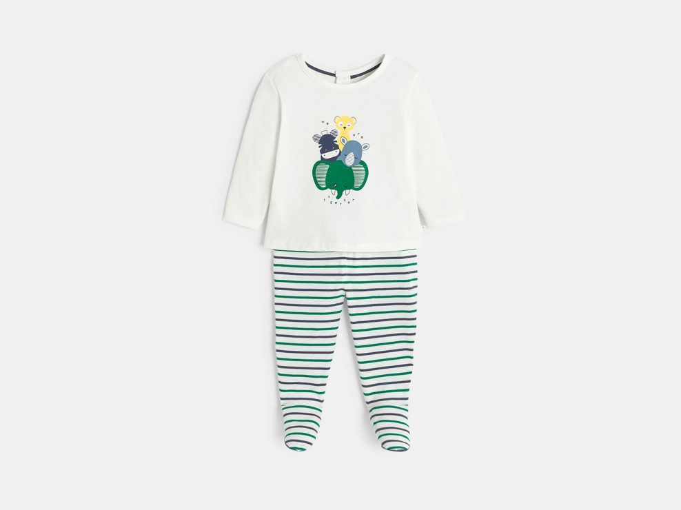 Pyjama animaux blanc bébé garçon 1