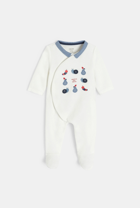 Dors-bien velours blanc bébé garçon