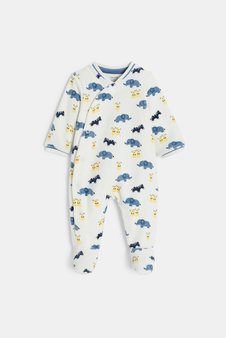 Dors-bien velours animaux blanc bébé garçon 1