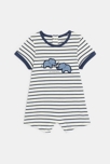 Combi courte éléphant rayé bleu bébé garçon