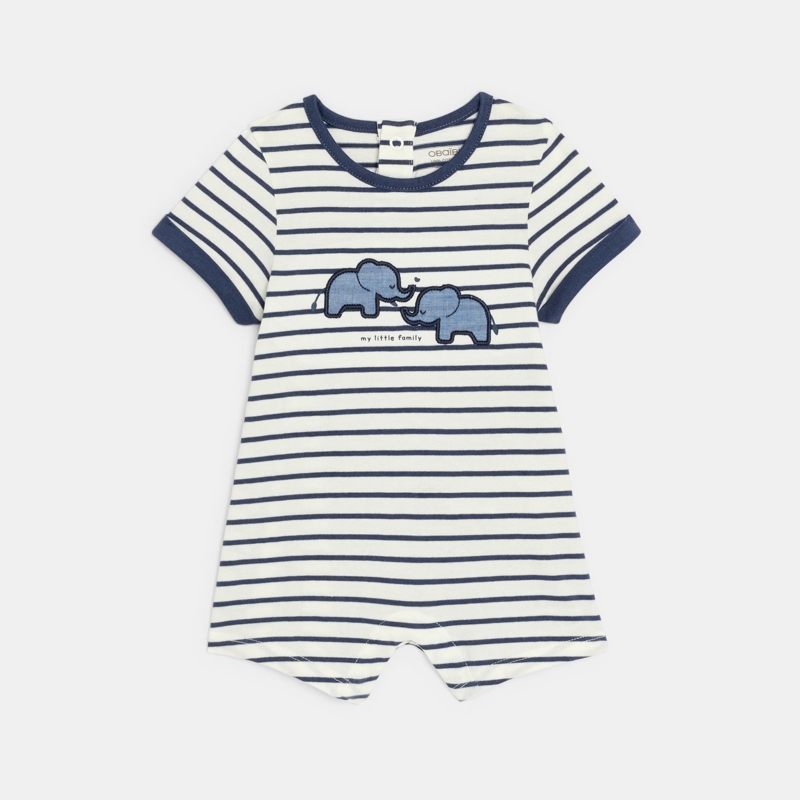 Kurzer Overall Elefant Streifen blau Kleinkind Junge