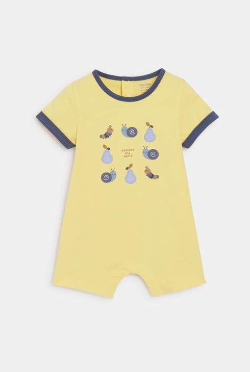 Combi courte animaux jaune bébé garçon 1