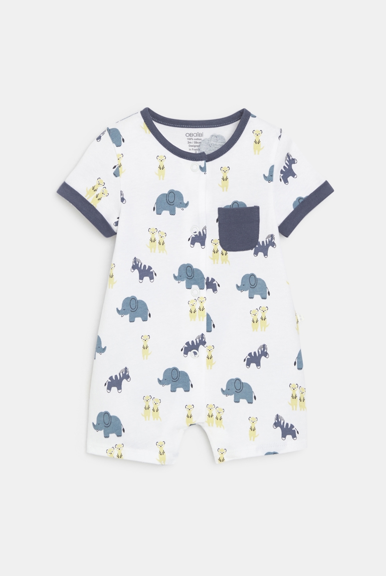 Combi courte animaux bleu bébé garçon 1