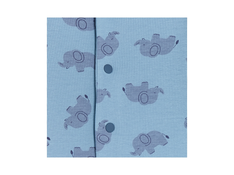 Tutina senza piedi blu con elefante per neonato 2