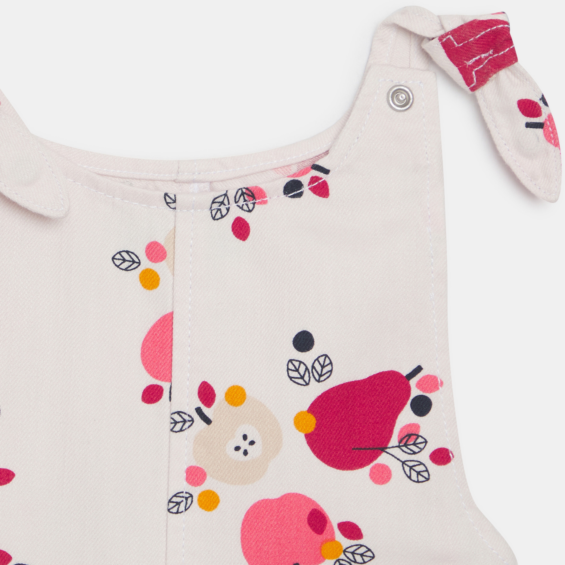 Salopette courte fruits rose bébé fille
