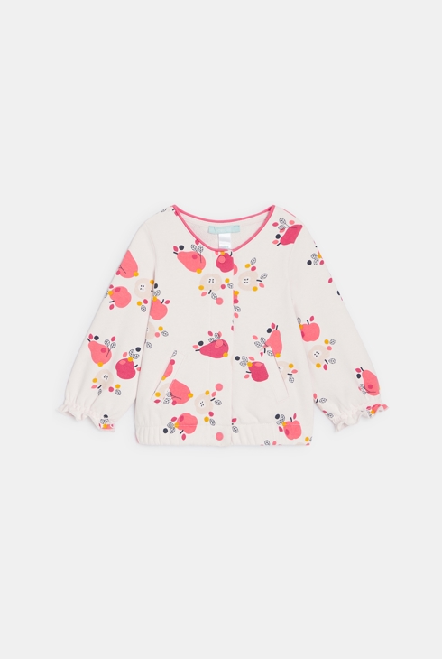 Gilet molleton léger fruits rose bébé fille