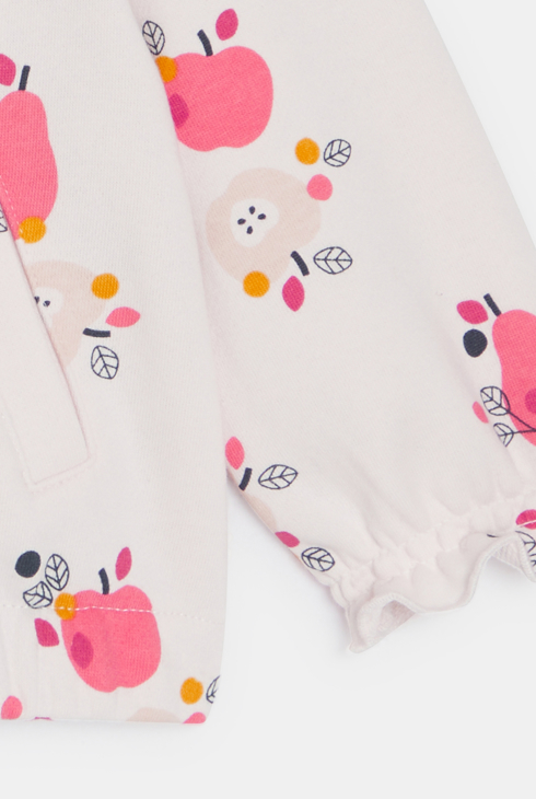 Gilet molleton léger fruits rose bébé fille