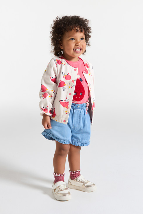 Gilet molleton léger fruits rose bébé fille 1