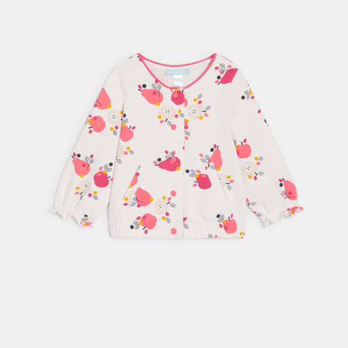 Gilet Molleton Léger Fruits Rose Bébé Fille - Imprimé Rose - 3M - OBAIBI