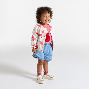 Leichte rosa Strickjacke Molton Früchte Kleinkind Mädchen