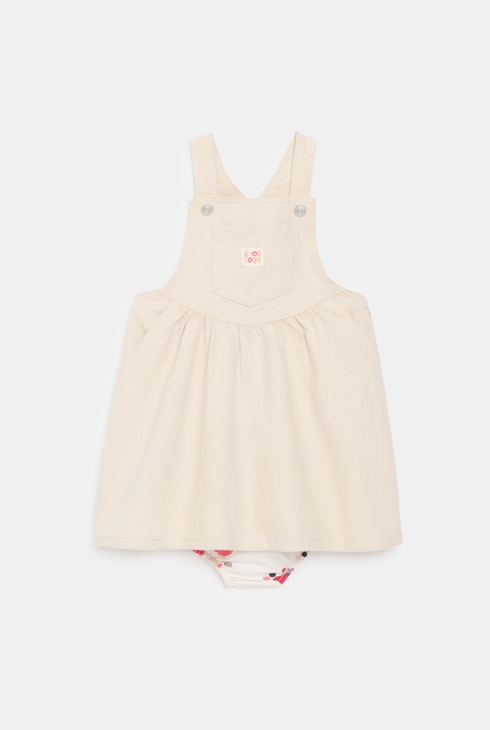 Robe salopette twill rose clair bébé fille 1