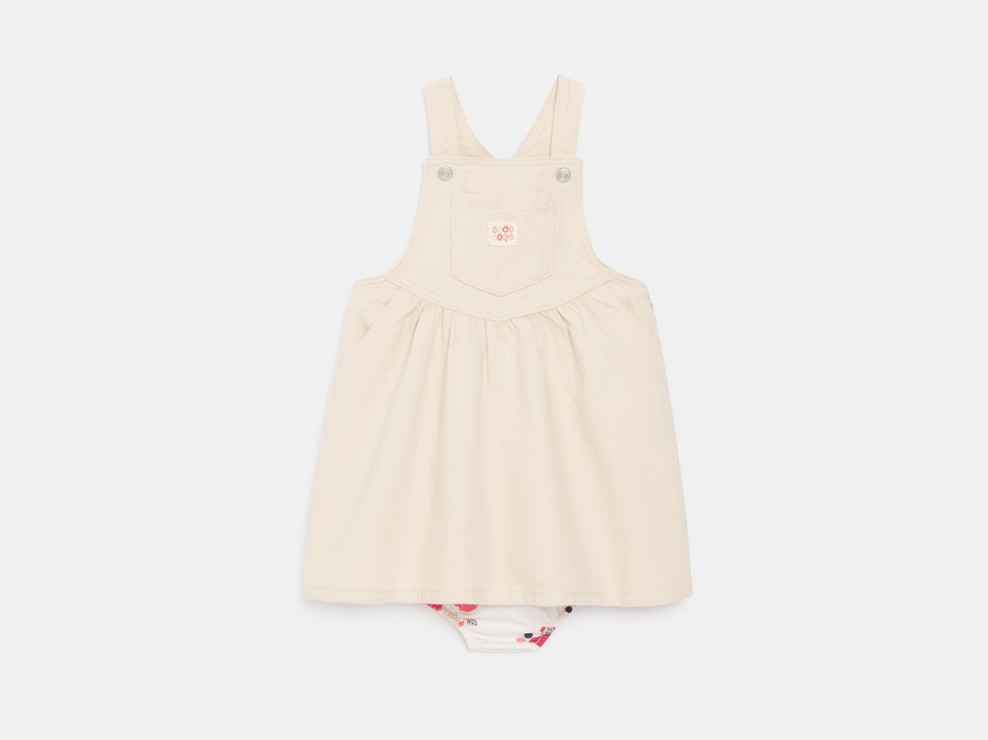 Latzkleid Twill hellrosa Kleinkind Mädchen 1