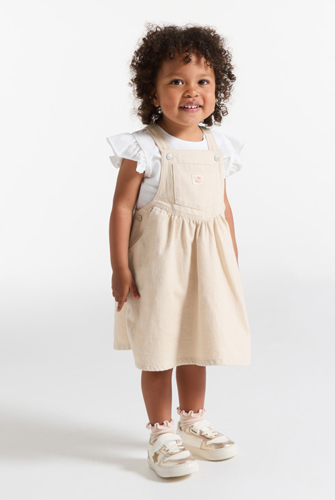 Vestido peto sarga rosa claro bebé niña 1