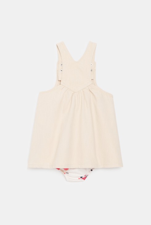 Robe salopette twill rose clair bébé fille