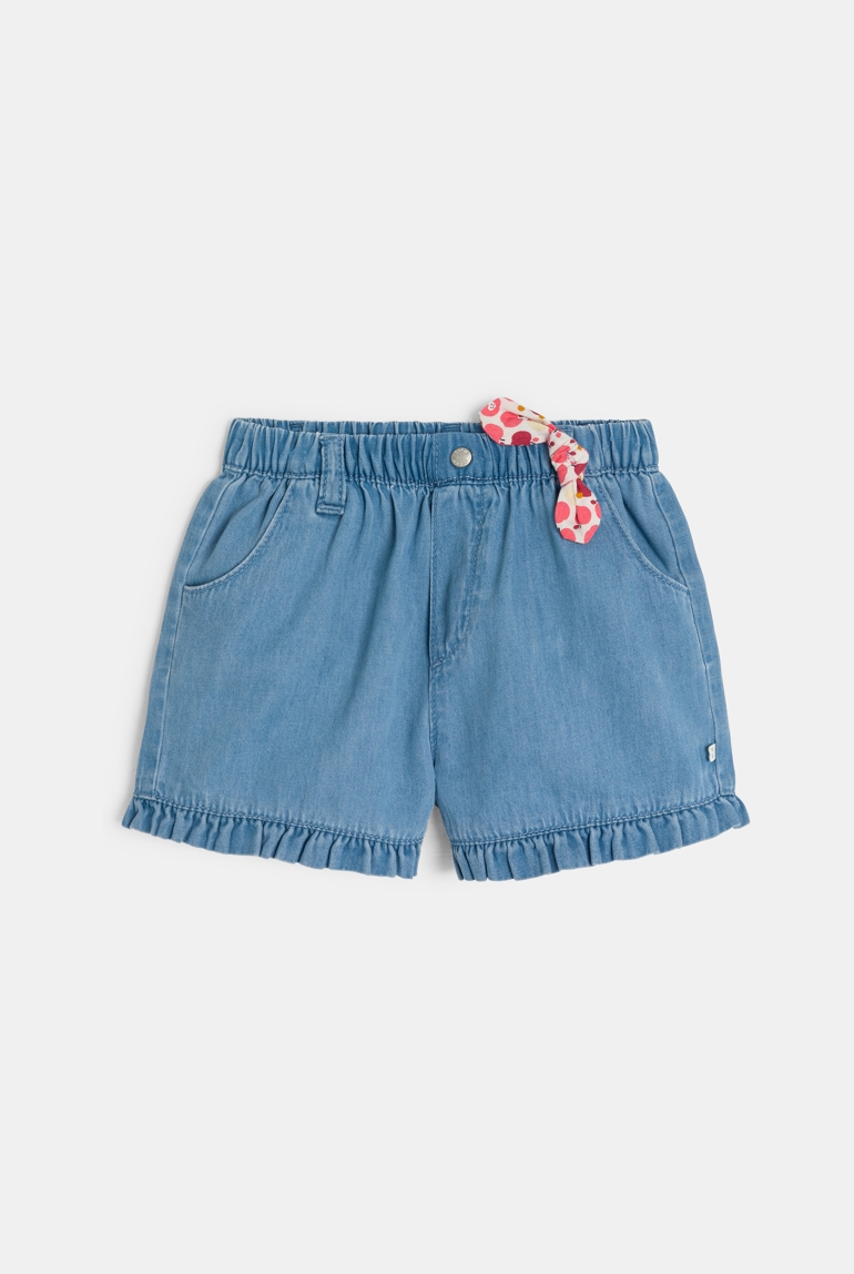 Short tencel bas volanté bleu bébé fille 1