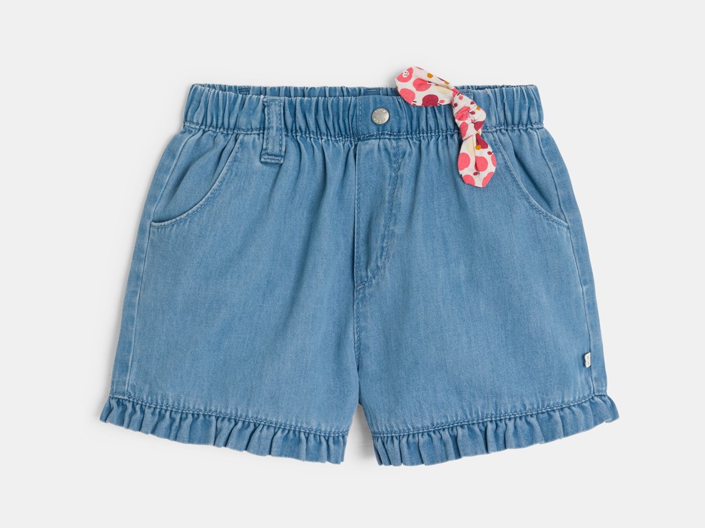 Shorts Lyocell Volants blau Kleinkind Mädchen 1