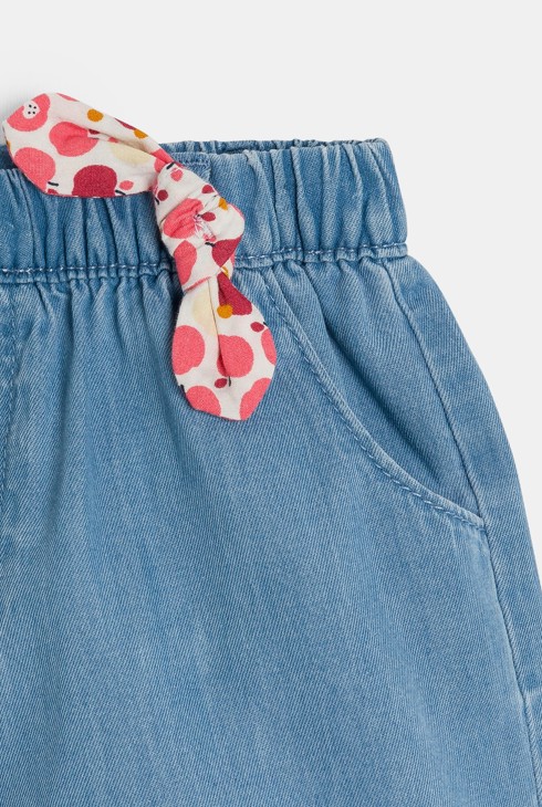 Short tencel bas volanté bleu bébé fille 2