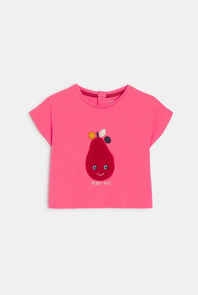 T-shirt sensoriel poire rose bébé fille 1