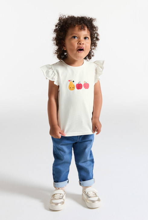 T-shirt à volants fruits blanc bébé fille 1