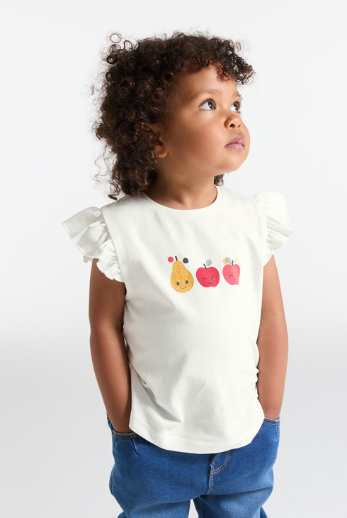 T-shirt à volants fruits blanc bébé fille 2