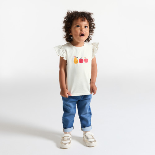 T-shirt À Volants Fruits Blanc Bébé Fille - Ecru Tres Clair - 18M - OBAIBI