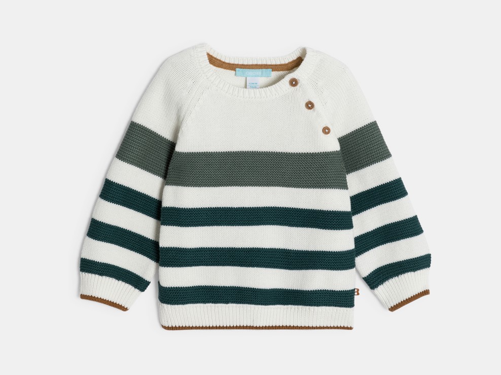 Jersei de punt de ratlles verd bebè nen 2