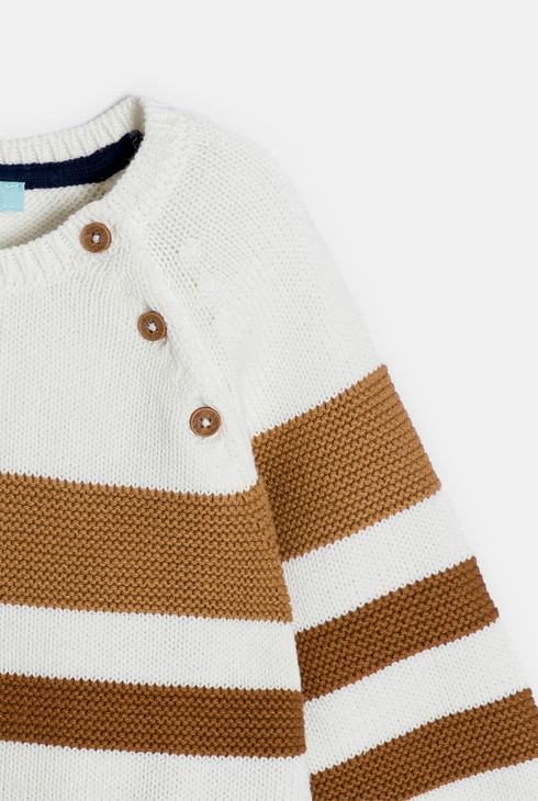Pull maille tricot rayé marron bébé garçon 1