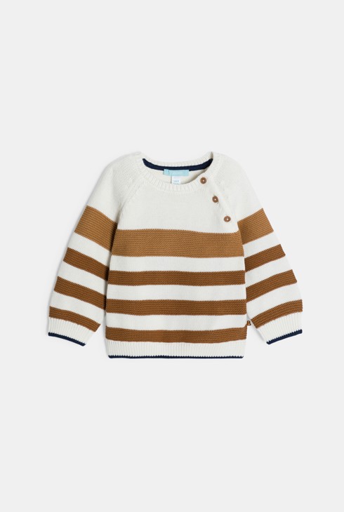 Pull maille tricot rayé marron bébé garçon 1