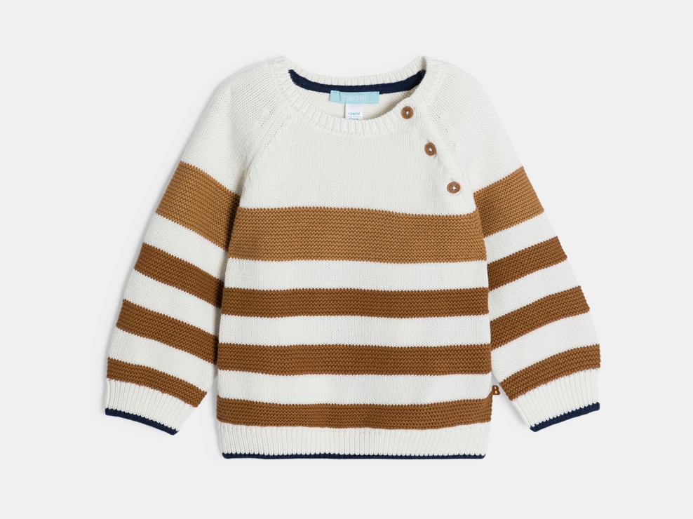Jersey punto a rayas marrón bebé niño 1