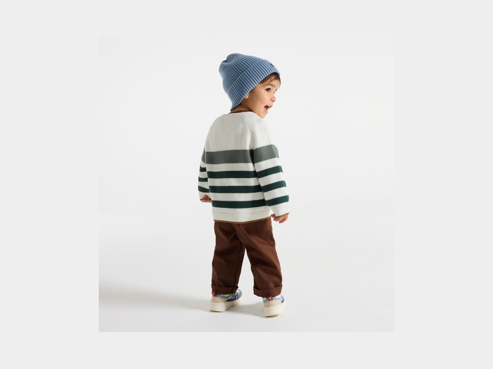 Jersei de punt de ratlles verd bebè nen 1