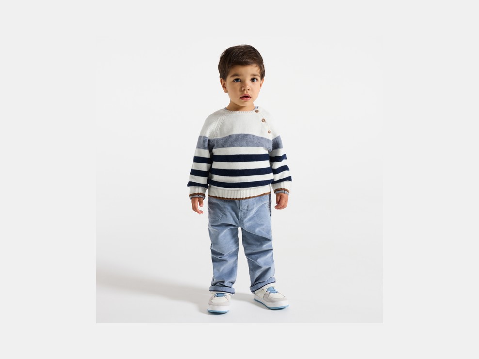 Jersey punto a rayas azul bebé niño 1
