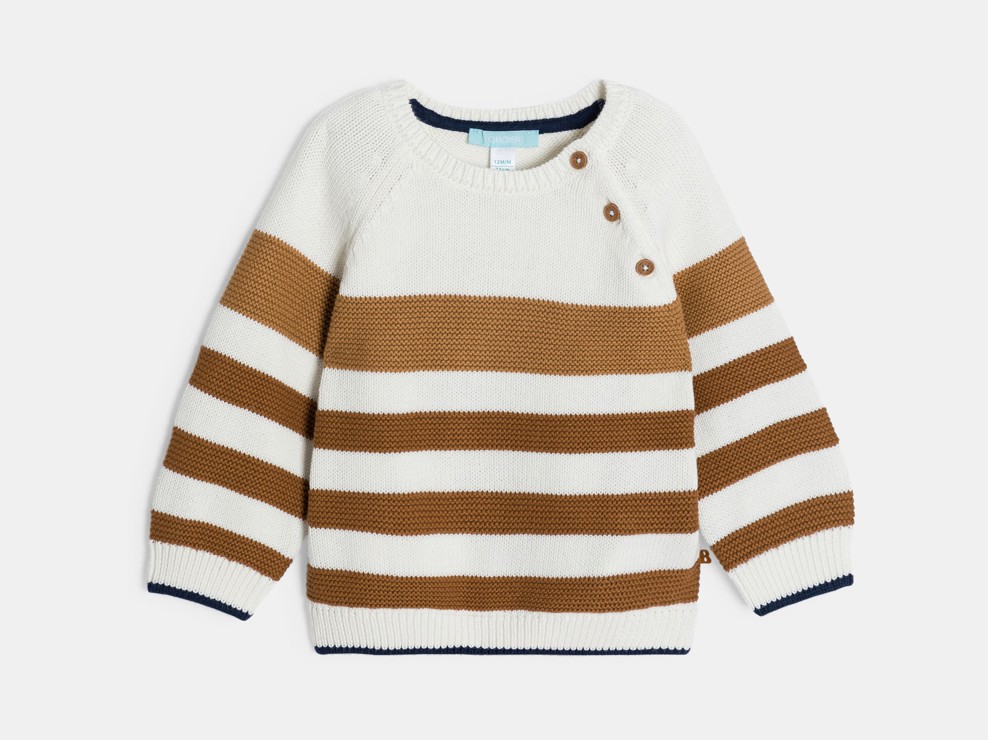 Bruine gebreide trui met strepen voor babyjongens 2