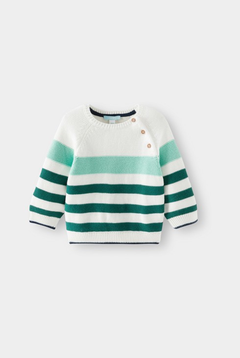 Strickpullover gestreift grün Kleinkind Junge 1
