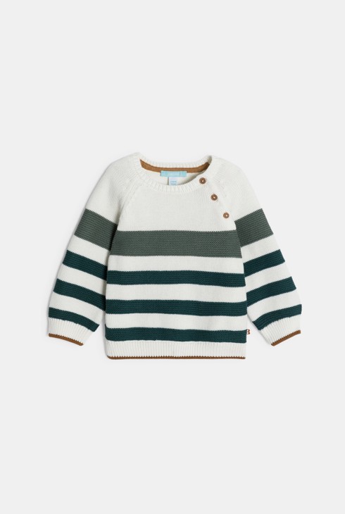 Pull maille tricot rayé vert bébé garçon 2