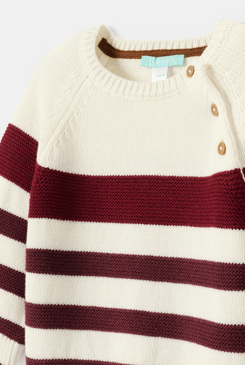 Jersey de punto a rayas burdeos para bebé niño 2