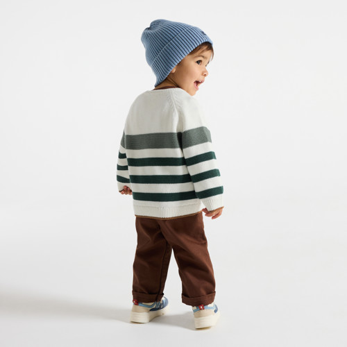 Pull Maille Tricot Rayé Vert Bébé Garçon - Rayures Vert - 4A - OBAIBI