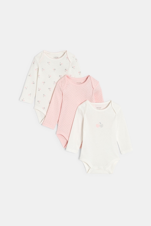 Bodi cuello americano cereza blanco bebé niña (pack de 3) 1