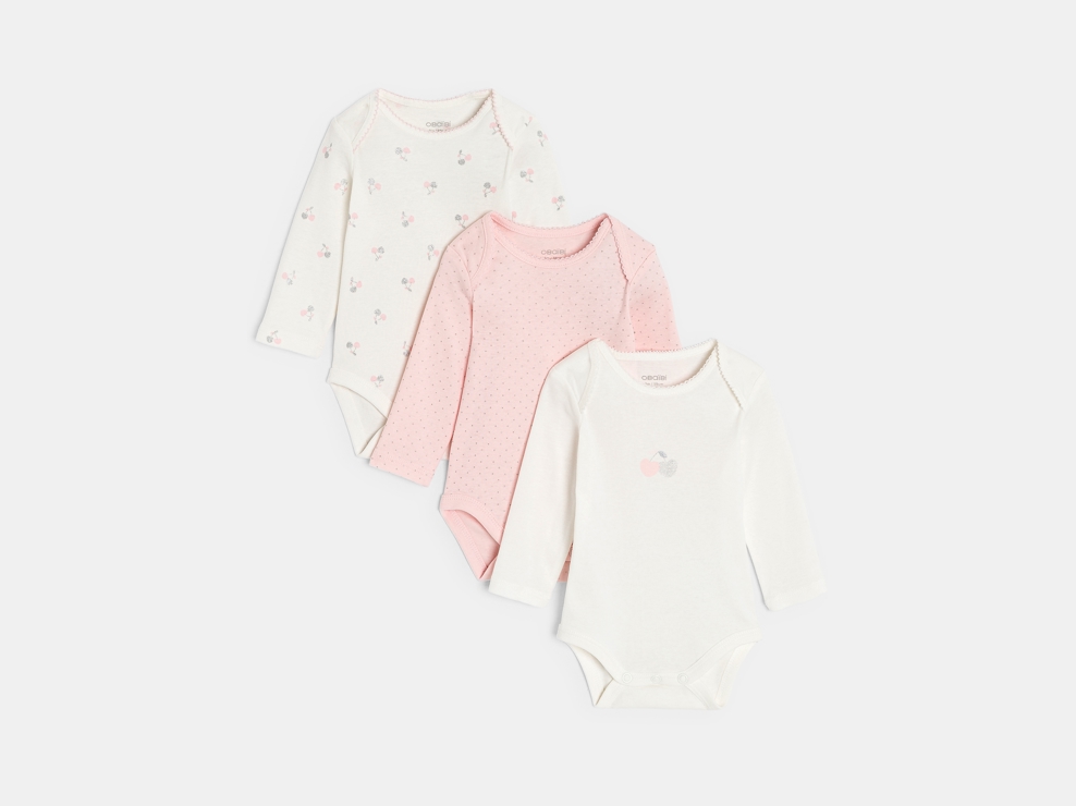 Body col us cerise blanc bébé fille (lot de 3) 1
